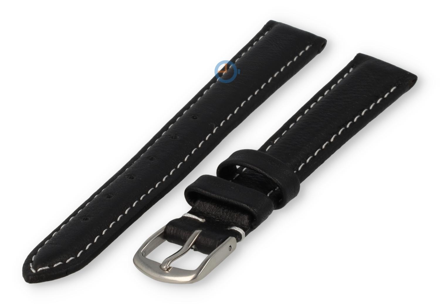 Oneven maat horlogeband leer - 13mm - zwart