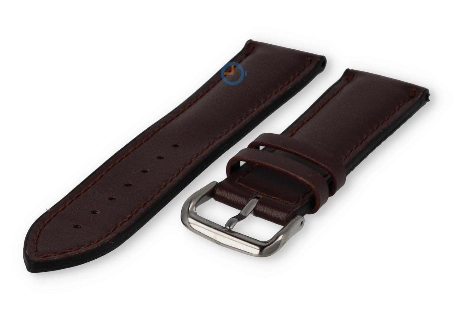 Siliconen bandje met toplaag van leer - 22mm - darkbrown