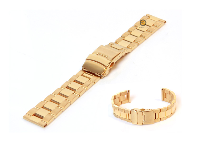 Horlogeband 20mm goud staal deels gepolijst