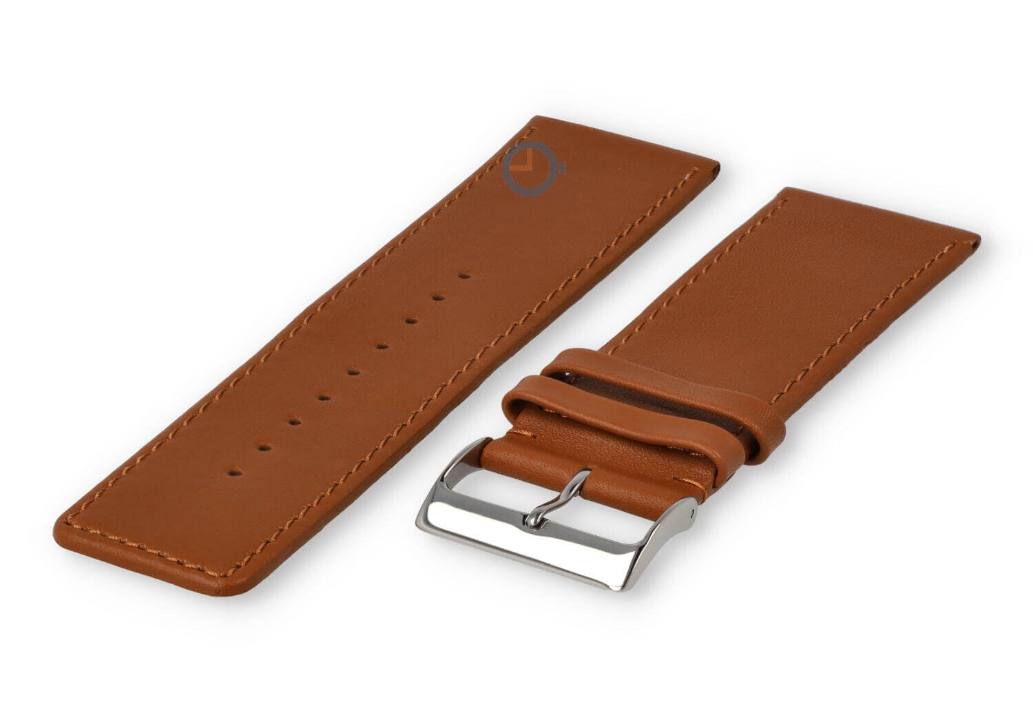 30mm horlogeband glad leer - bruin