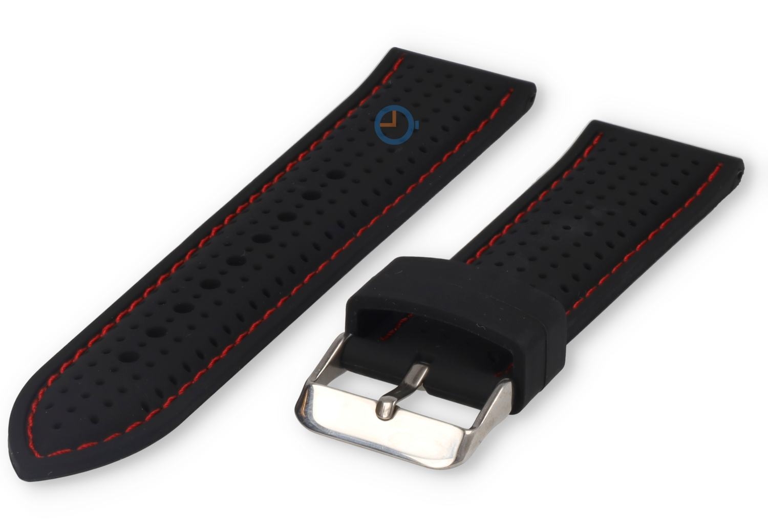 24mm siliconen horlogeband zwart-rood