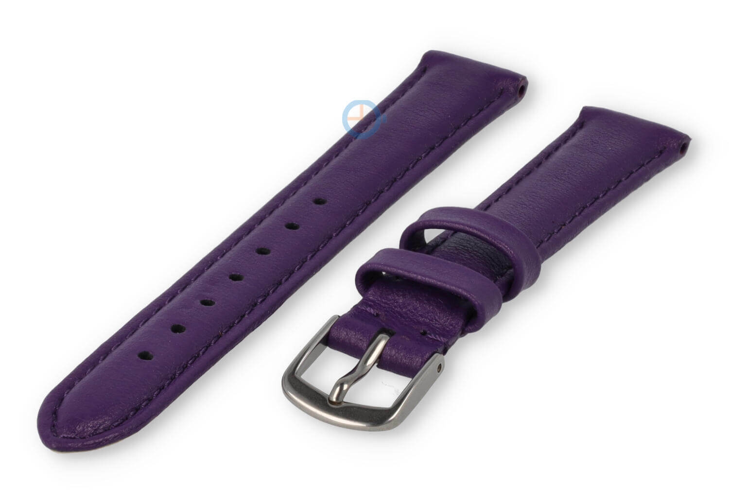12mm horlogeband glad leer - aubergine