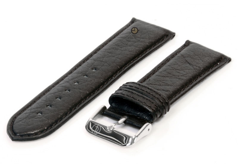 Horlogeband 22mm zwart bizon leer
