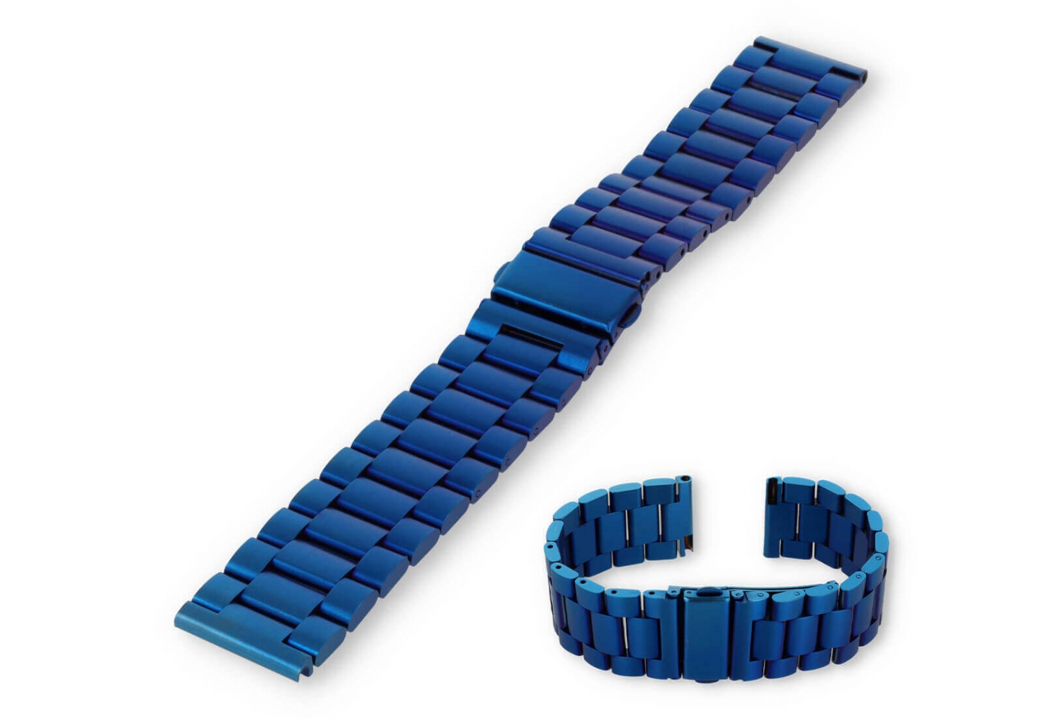 Horlogeband 20mm mat staal - blauw