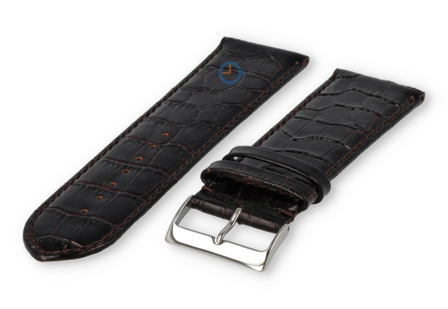 Kalfsleder XL band met croco-reliëf - 28mm - donkerbruin