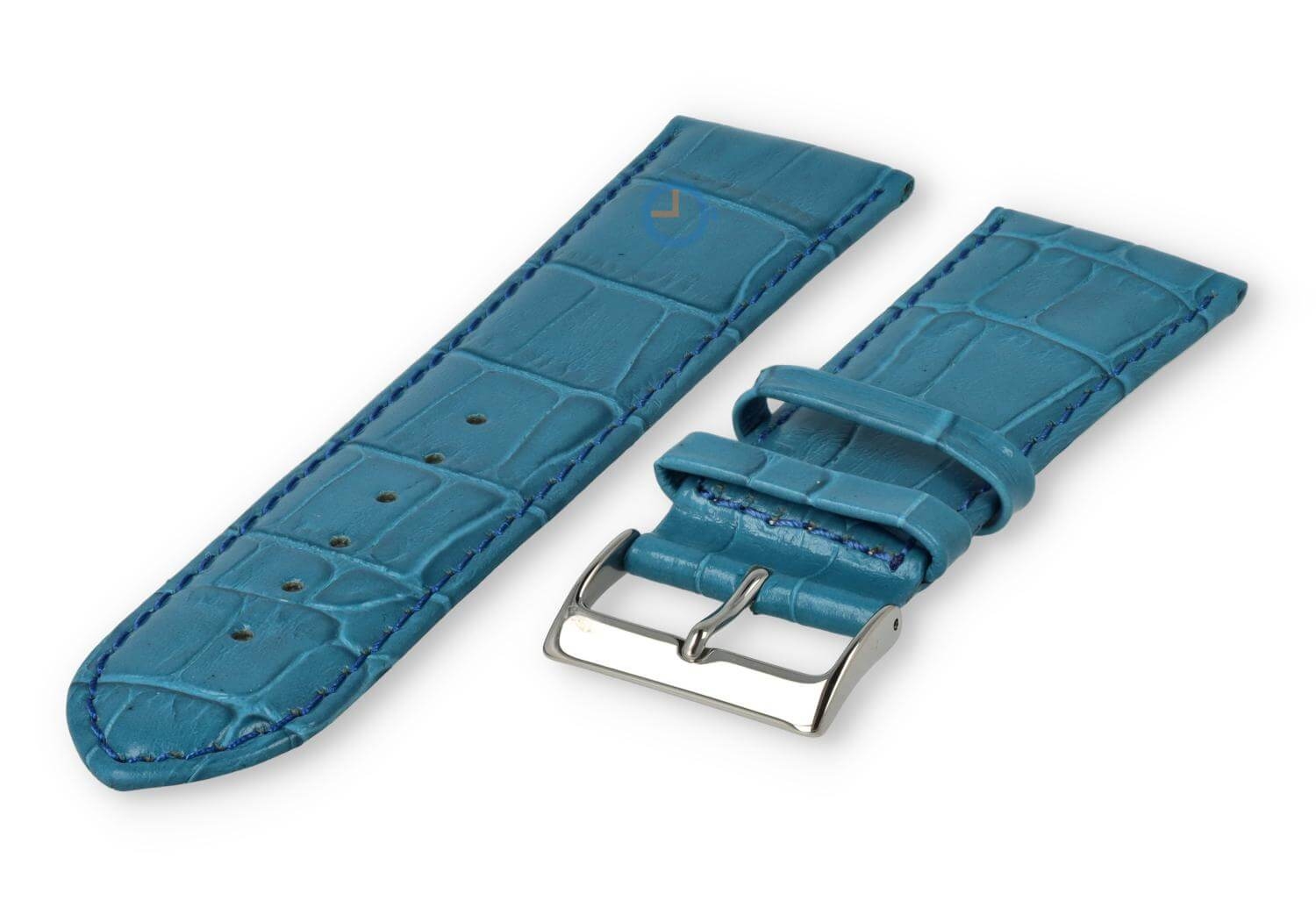 Basic croco horlogeband - 24mm - petrol