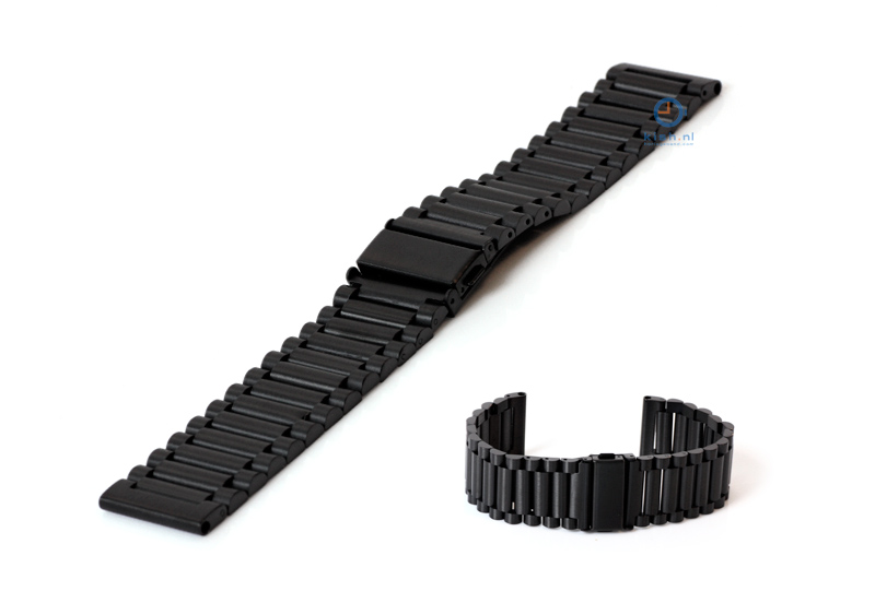 Horlogeband 24mm zwart staal mat