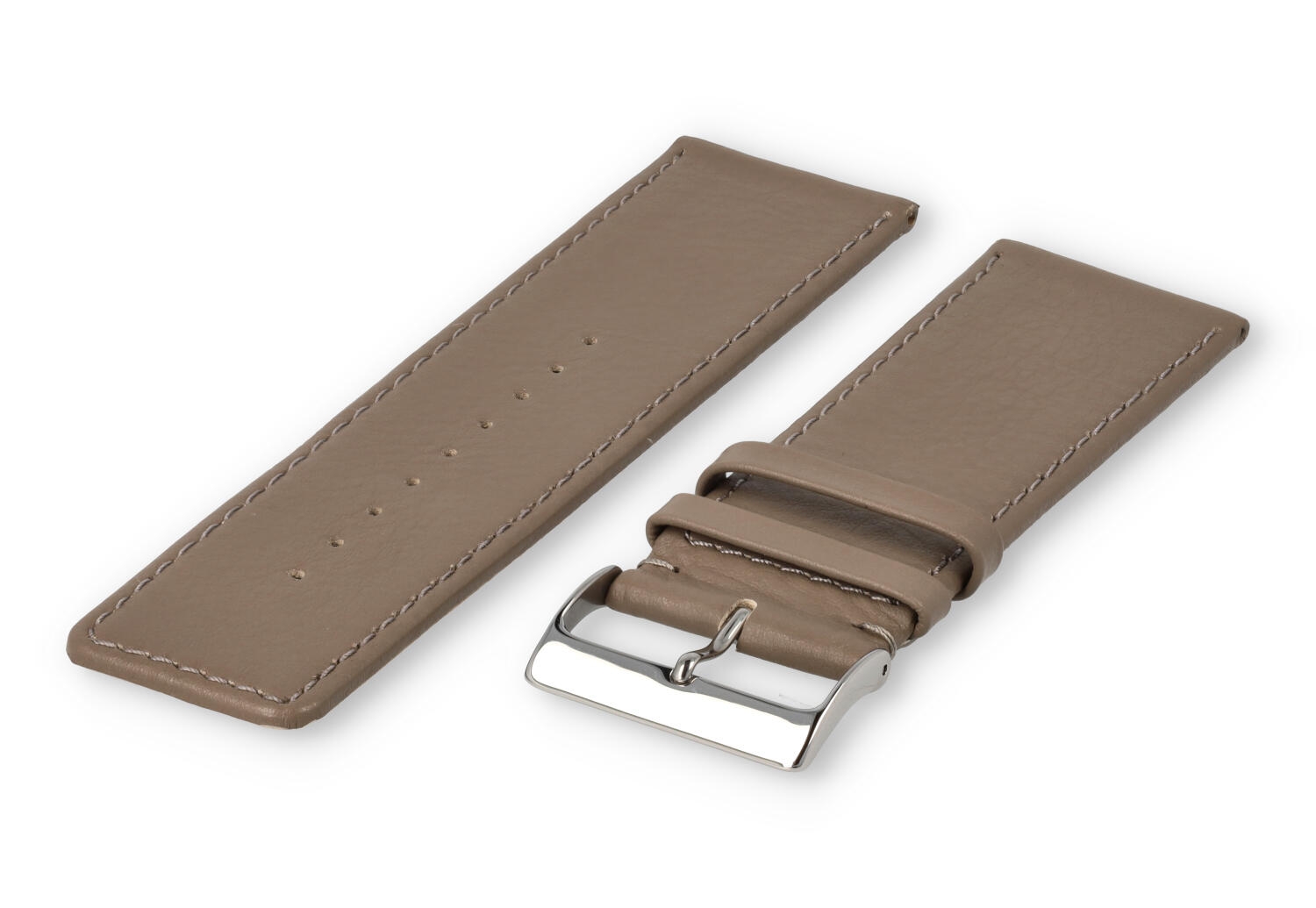 XL horlogeband glad leer - 30mm - taupe