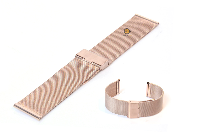Milanese horlogeband 24mm rose goud fijn