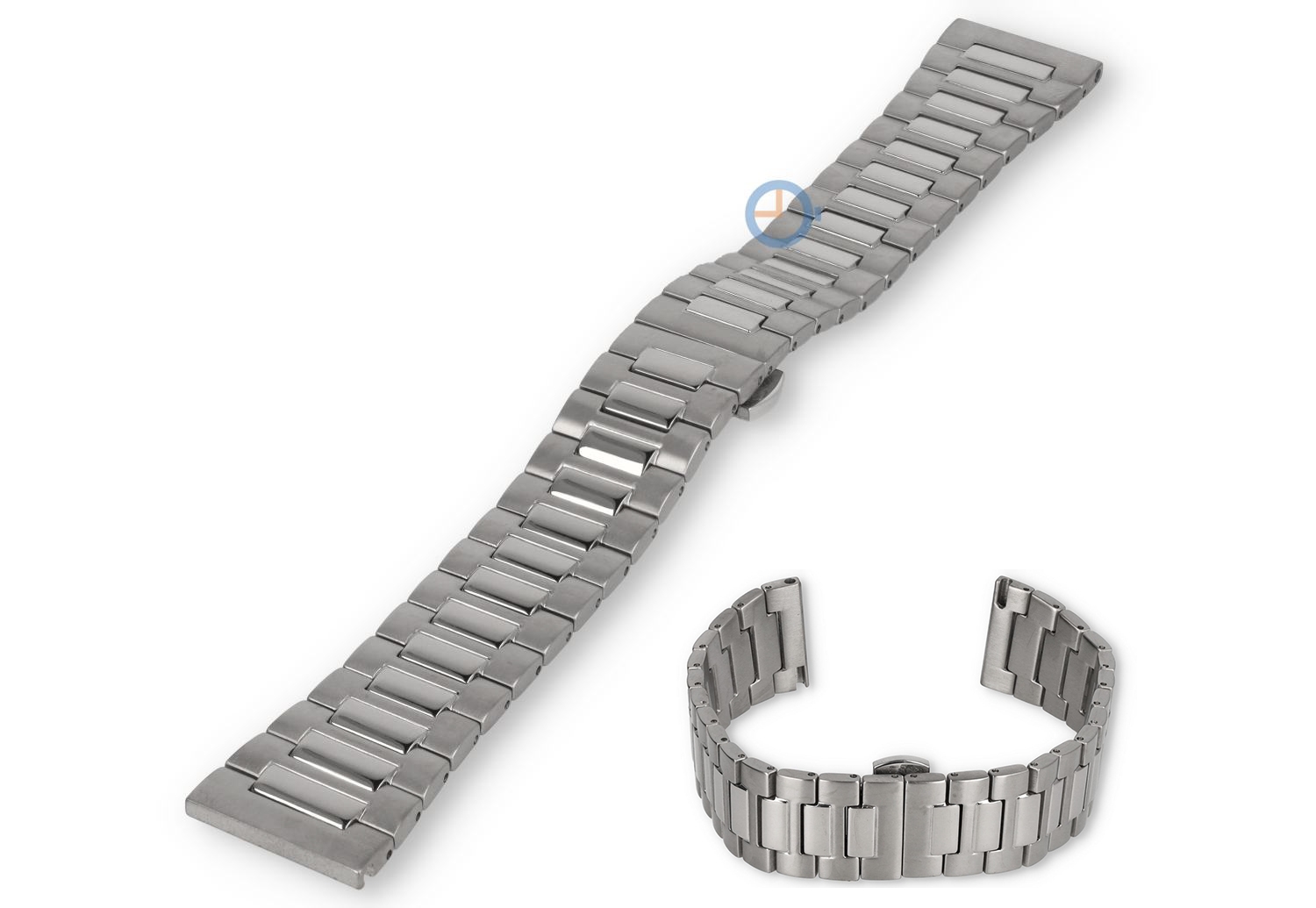 22mm Titanium horlogebandje - dual-finish silver