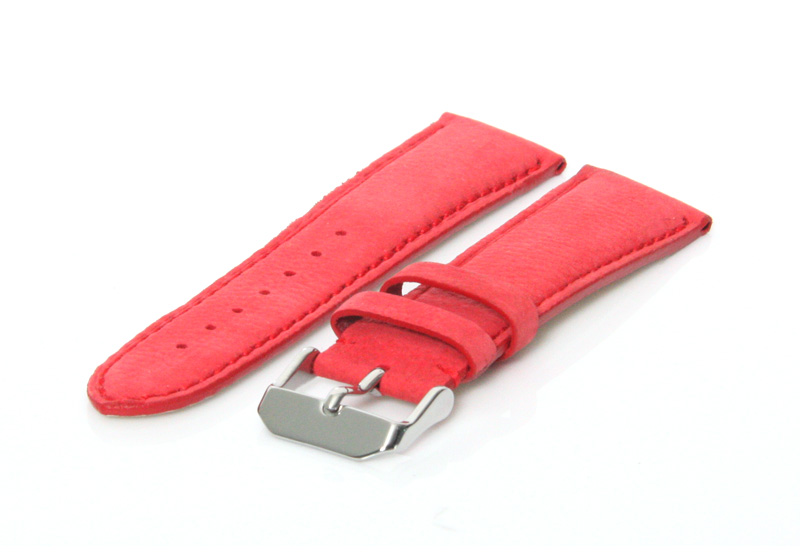 Horlogeband 22mm fel rood kalfsleer