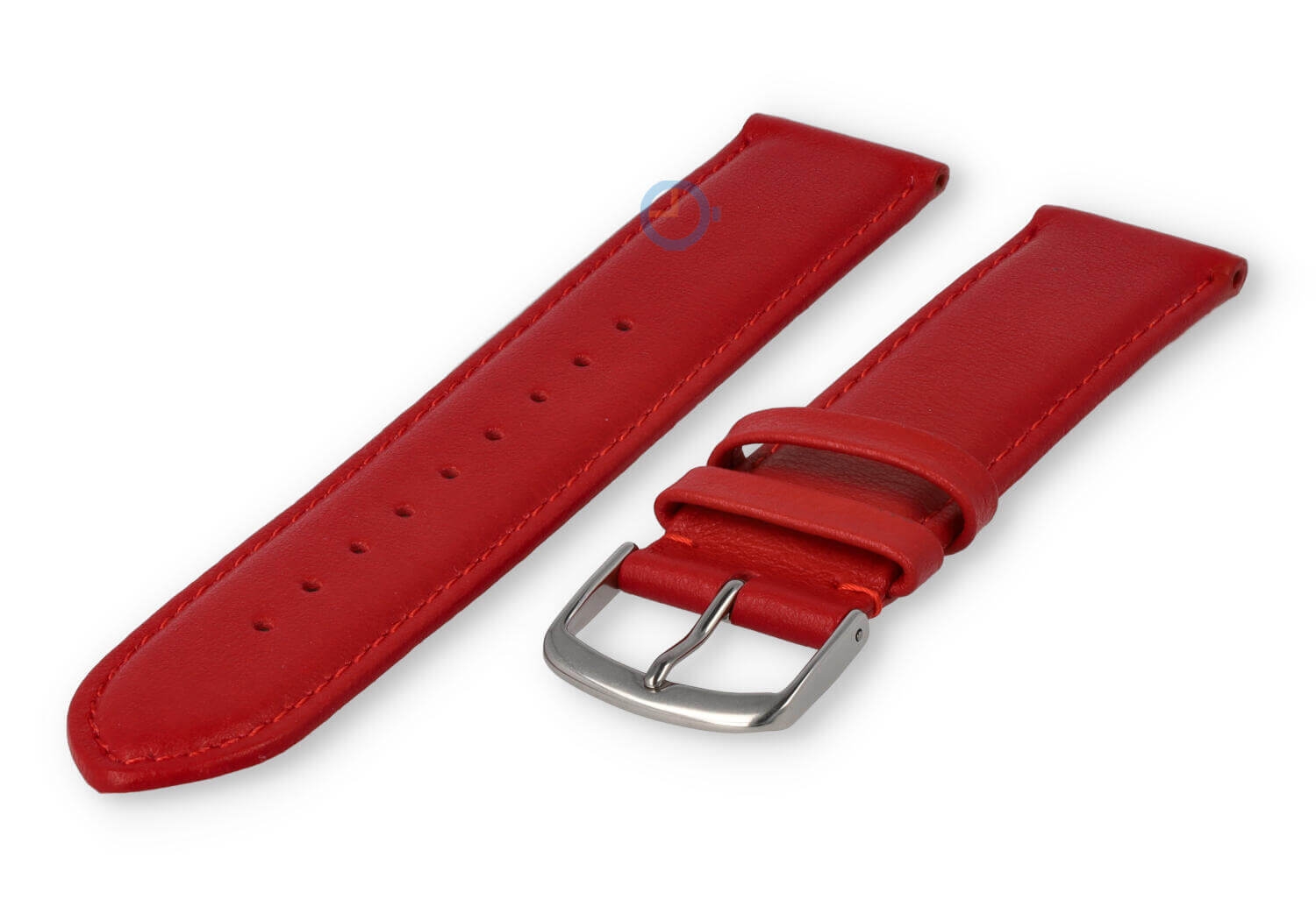 20mm horlogeband glad leer - donkerrood