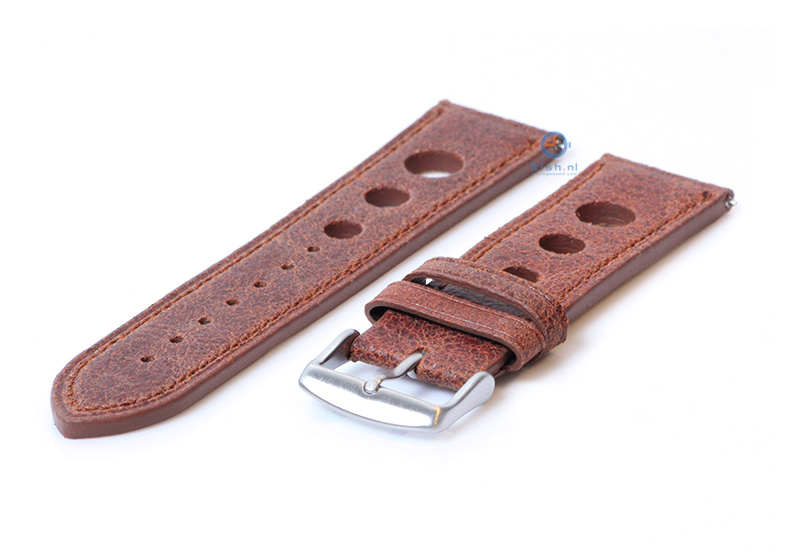 Horlogeband 22mm triple hole bruin