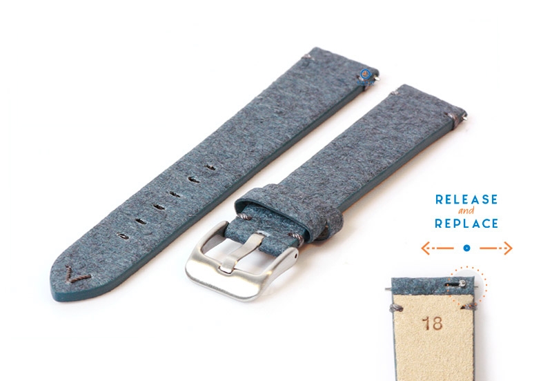 Vegan horlogeband 18mm blauw