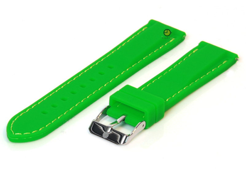 Horlogeband 18mm groen siliconen met quick-release
