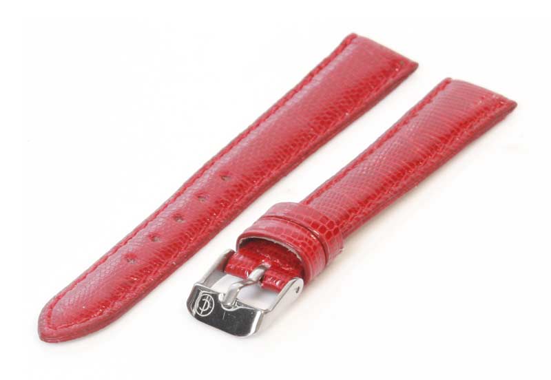 Horlogeband 22mm echt hagedissenleer rood