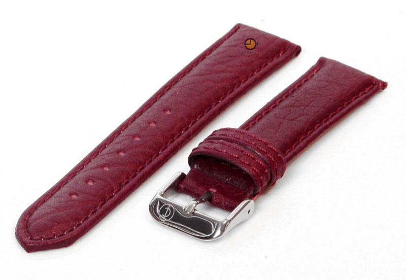 Horlogeband 20mm bordeaux bizon leer