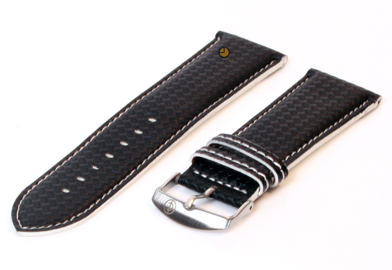 Horlogeband 26mm zwart-wit waterproof leer