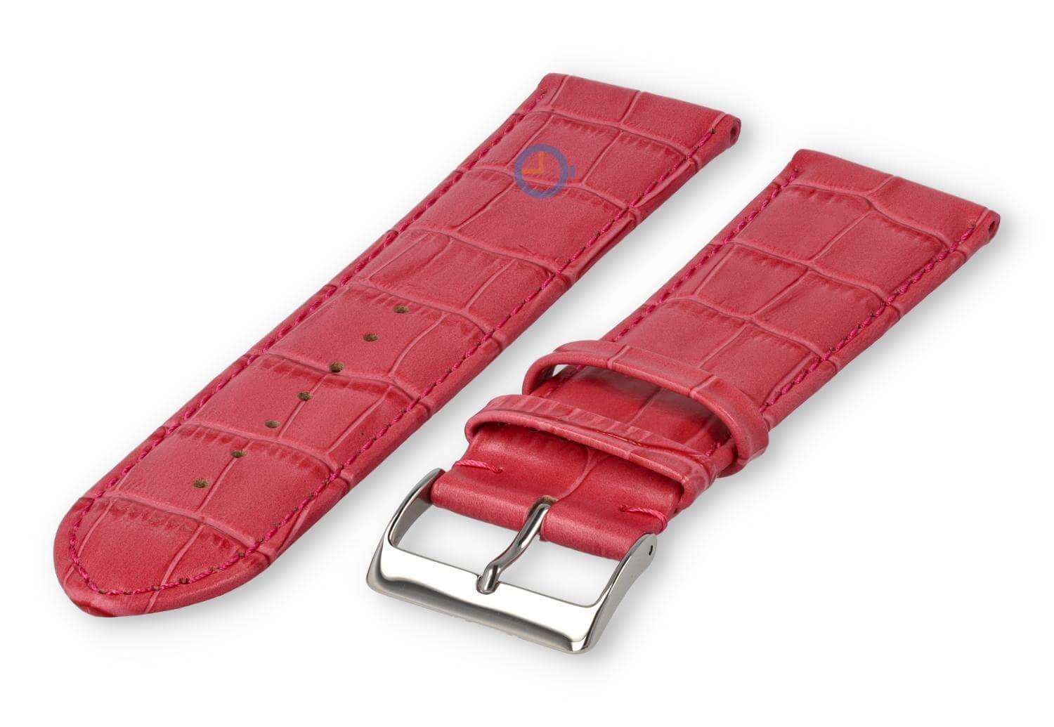 XL horlogeband van kalfsleer - 26mm - framboos