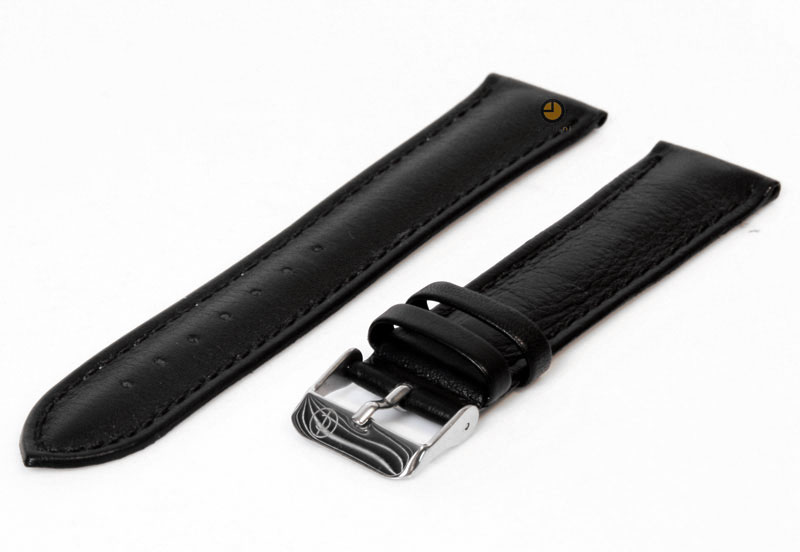 Horlogeband 20mm zwart kalfsleer