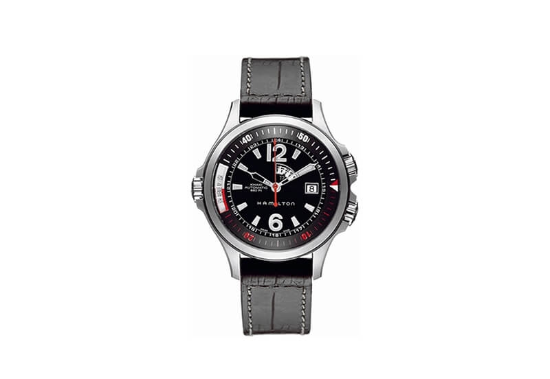 Hamilton horlogeband H77555735 - zwart leer
