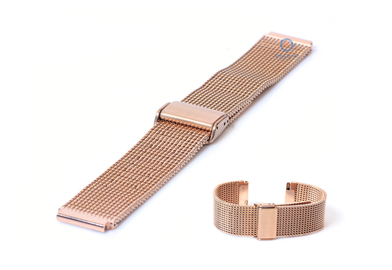 Horlogeband 20mm milanees rose goud (grof)