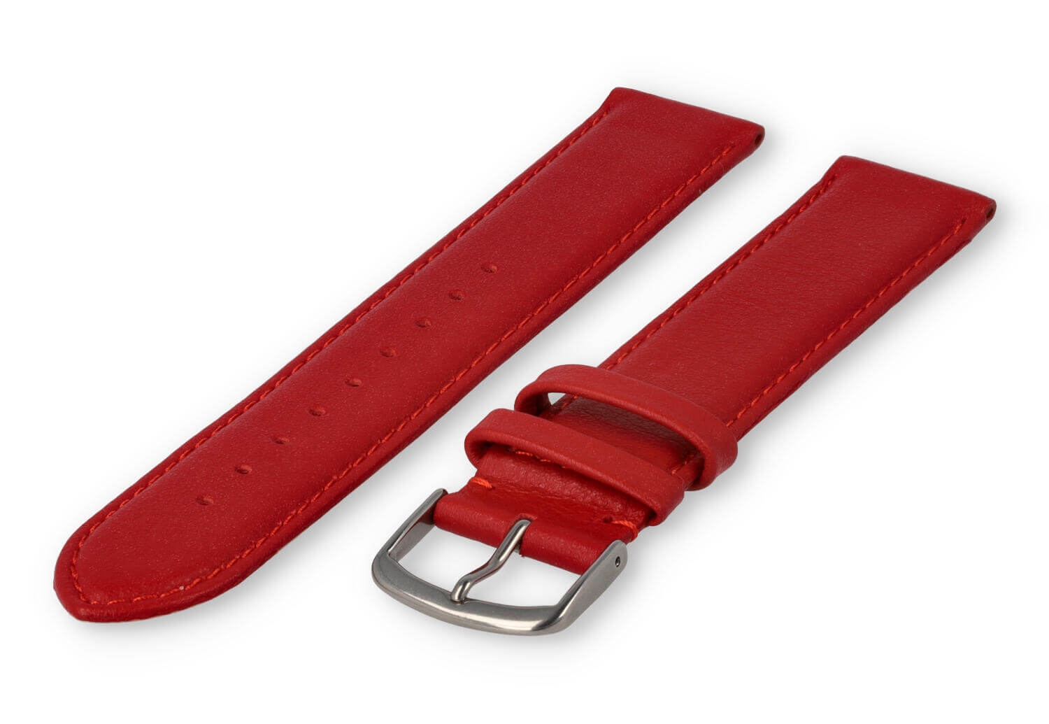 XL horlogeband glad leer - 22mm - donkerrood