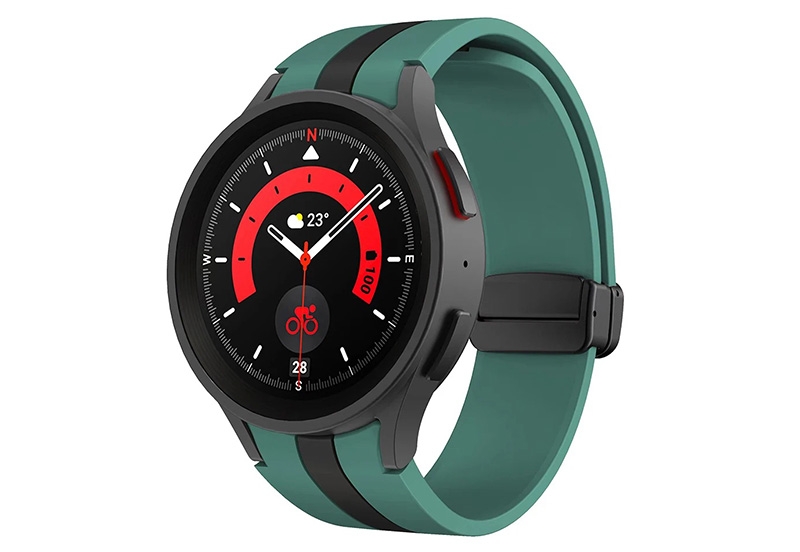 Samsung Galaxy Watch 5 bandje - groen/zwart - magneetsluiting