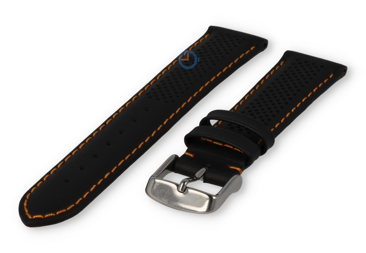 18mm hybrid bandje - zwart met oranje