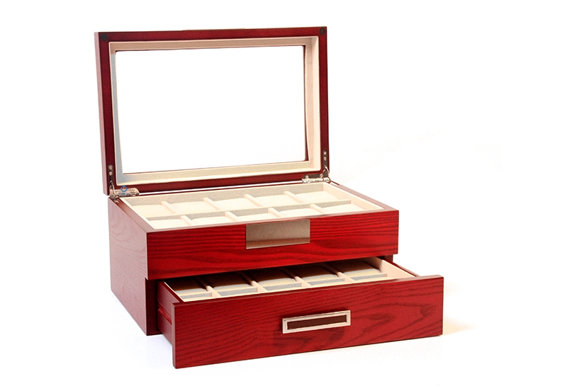 Design horlogekist voor 20 horloges - cherry matt