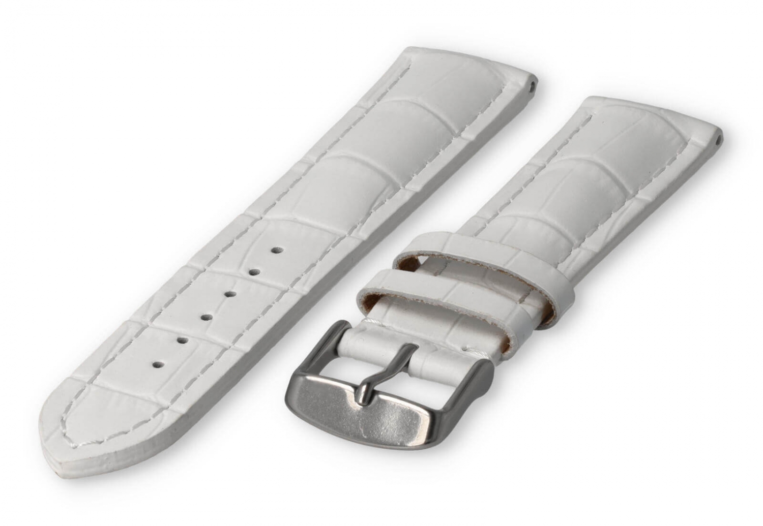 Horlogeband met krokoprint 22mm wit leer