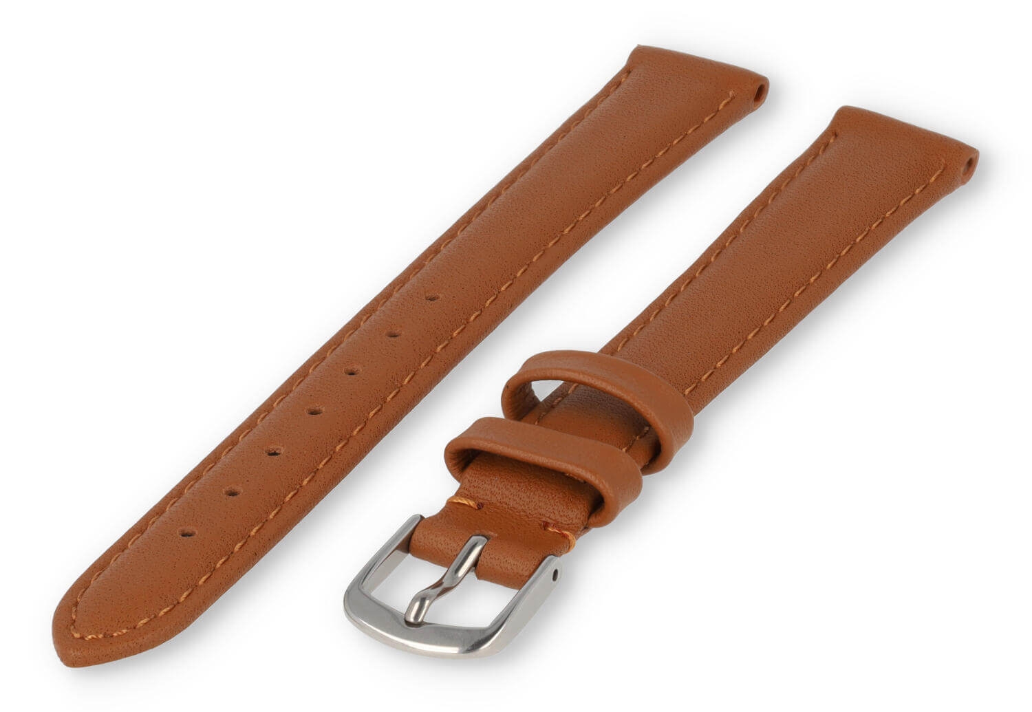 XL horlogeband glad leer - 14mm - bruin