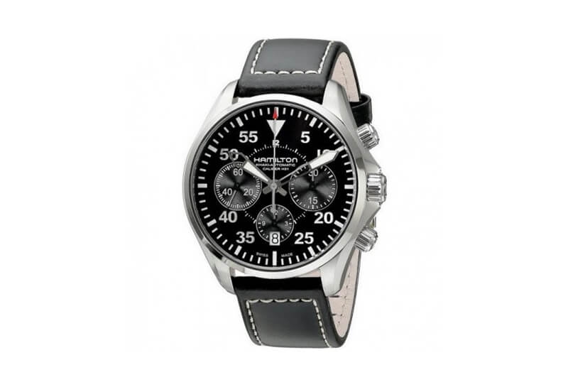 Hamilton horlogeband H64666735 - zwart leer