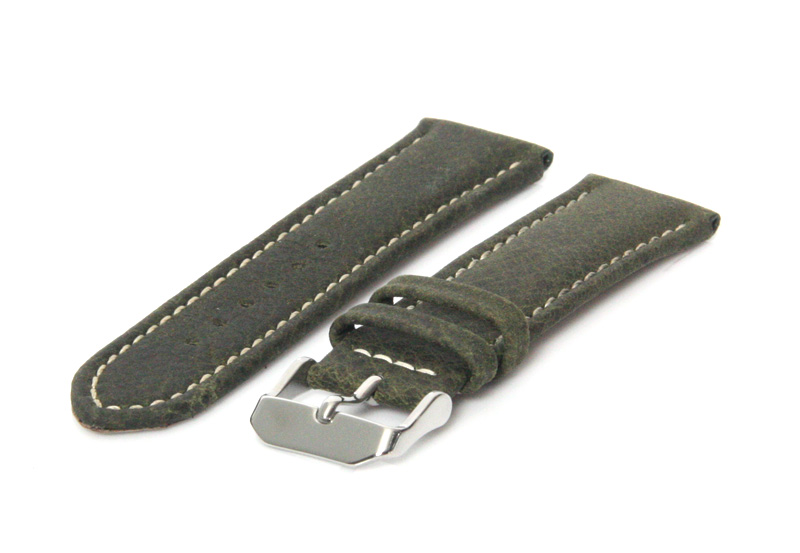 Horlogeband 20mm donkergroen kalfsleer