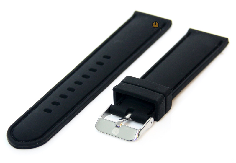 Horlogeband 20mm siliconen zwart