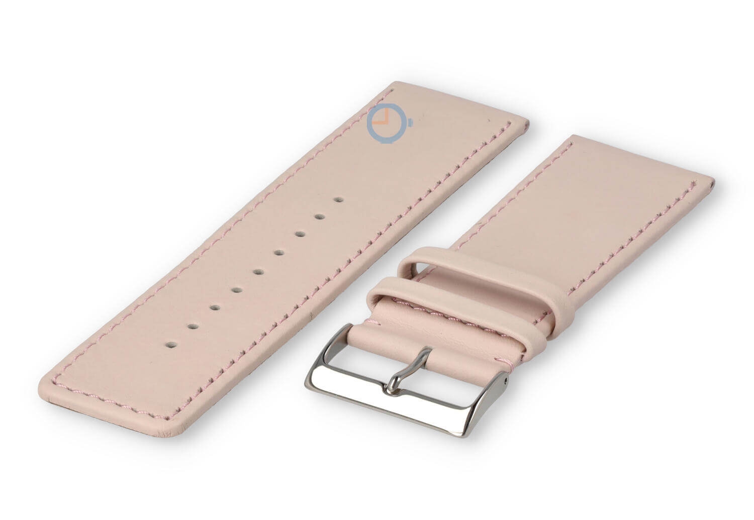 30mm horlogeband glad leer - pastelroze
