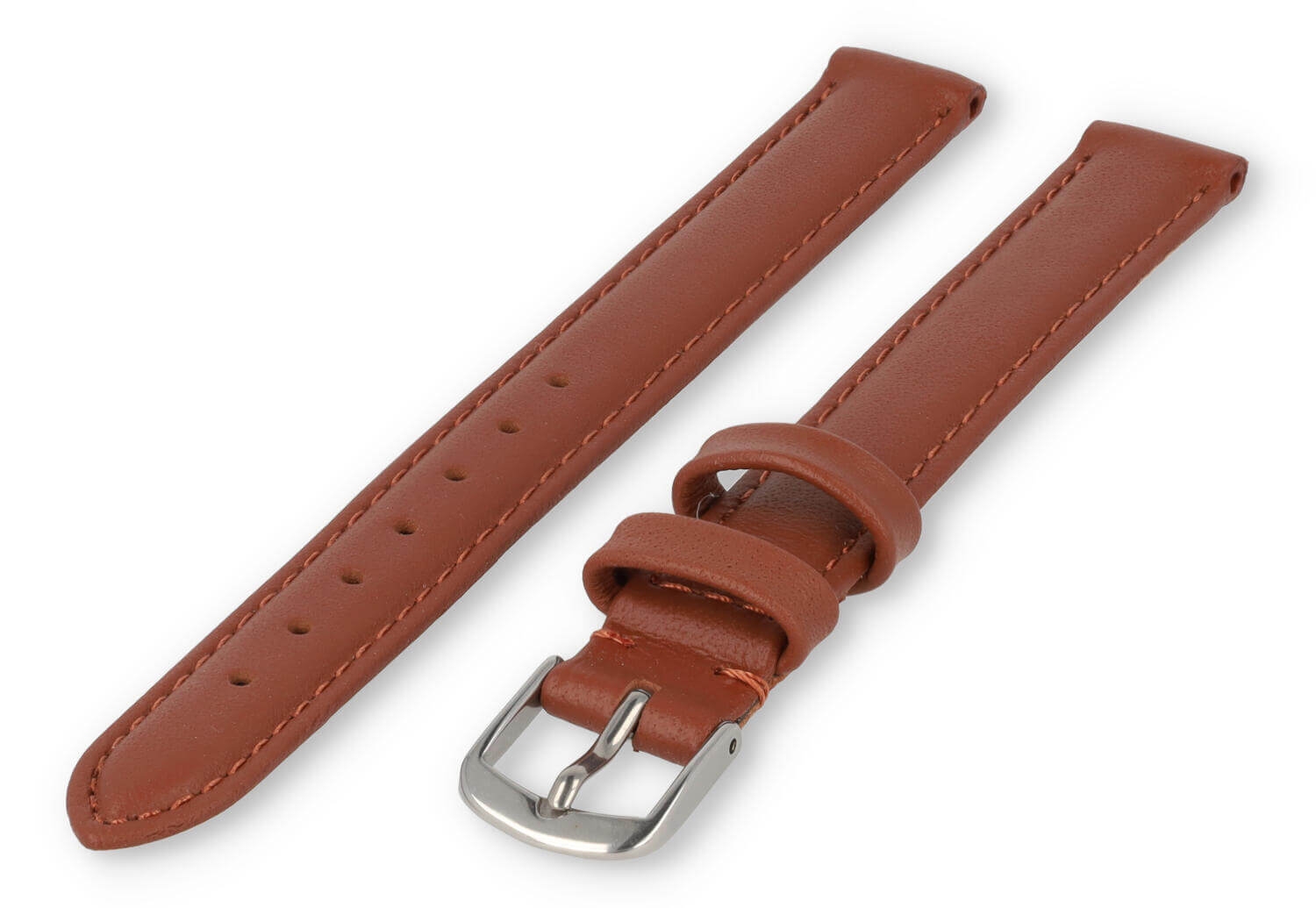 XL horlogeband glad leer - 12mm - roestbruin