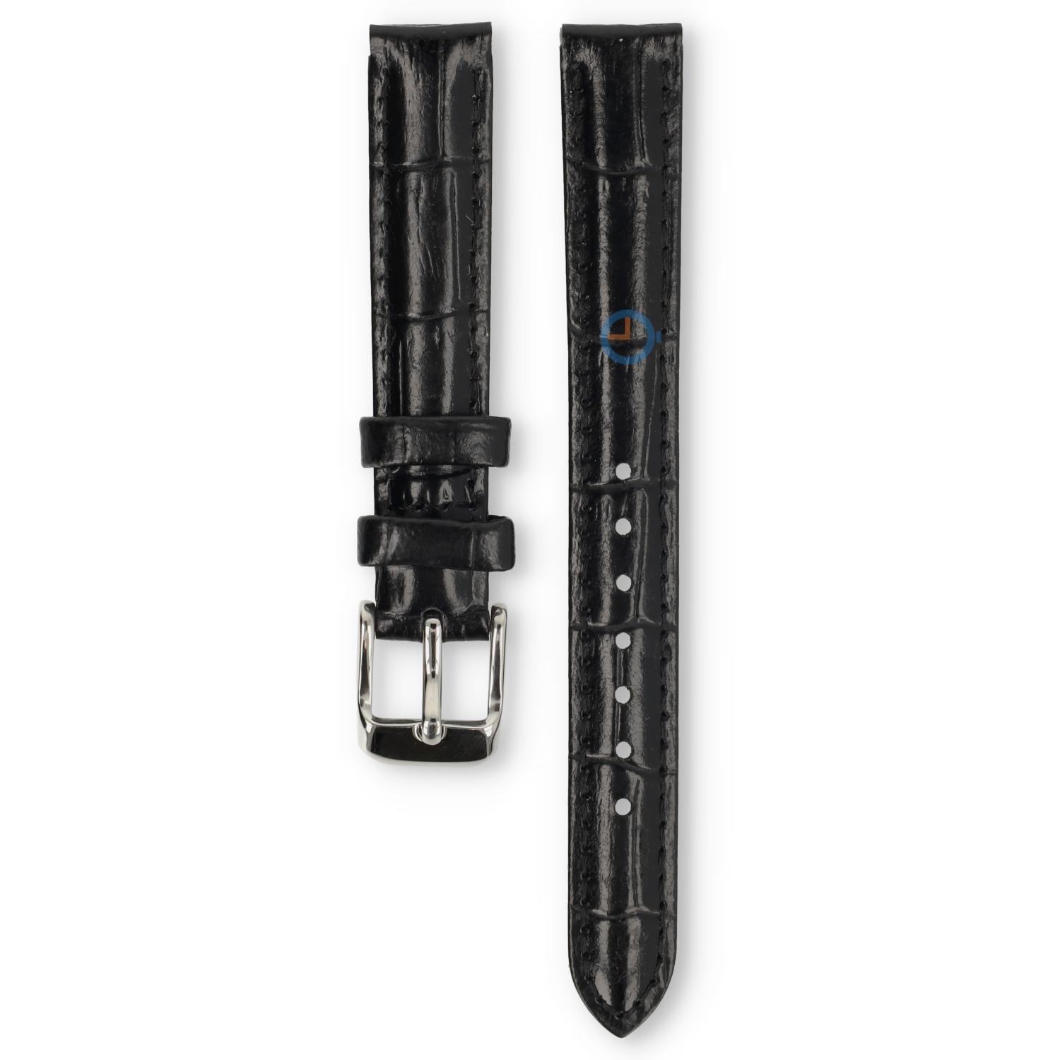 Universele 13mm zwart leren horlogeband - Lorus