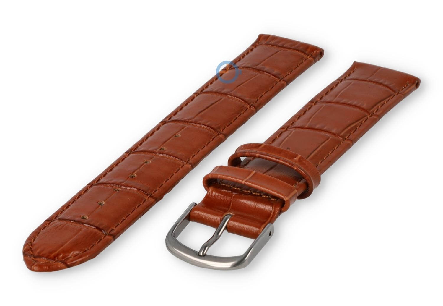 XL horlogeband leer met krokoprint - 16mm - bruin
