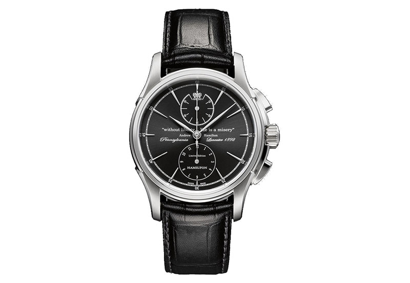 Hamilton horlogeband H32516731 - zwart leer