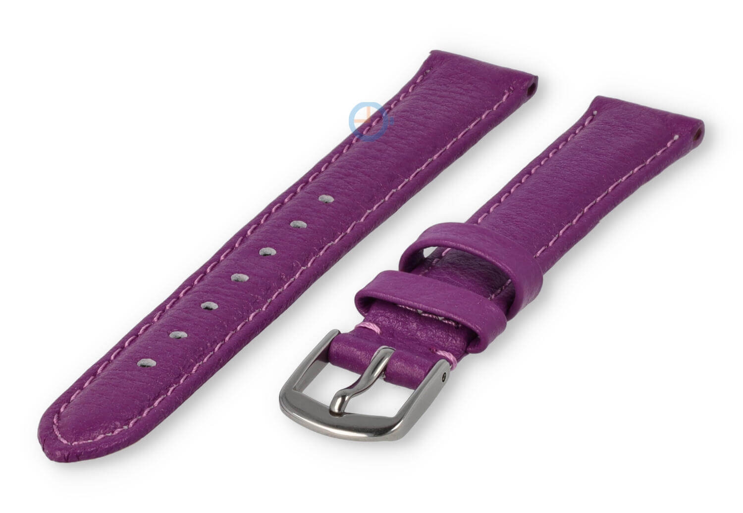 12mm horlogeband glad leer - paars