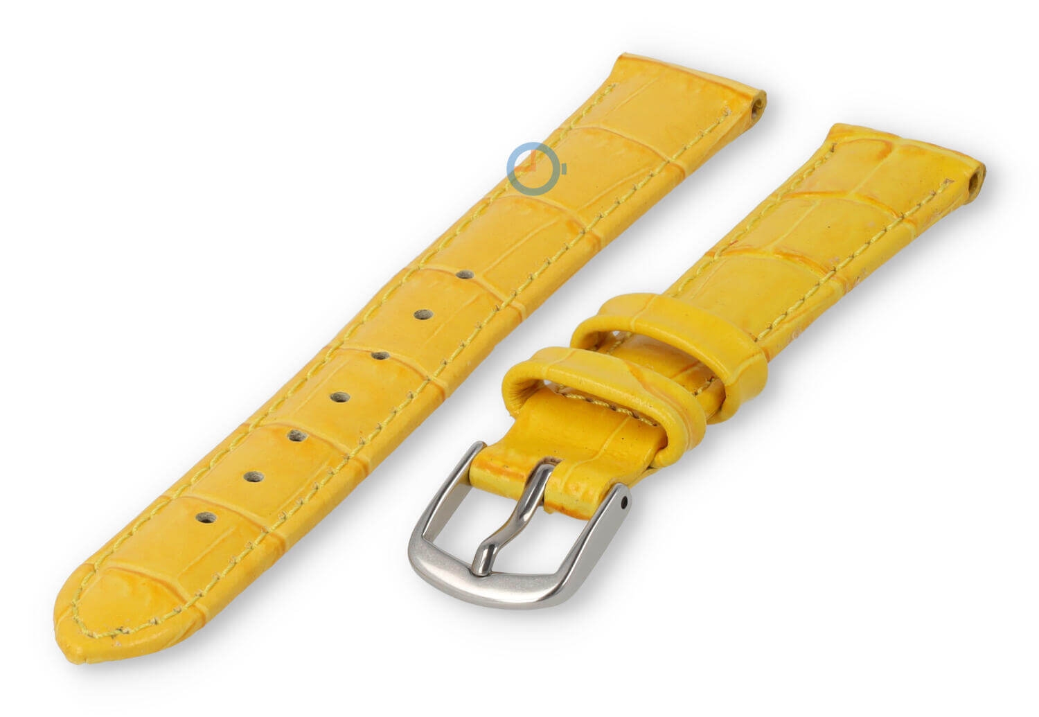 Leren bandje met krokoprint - 12mm - geel