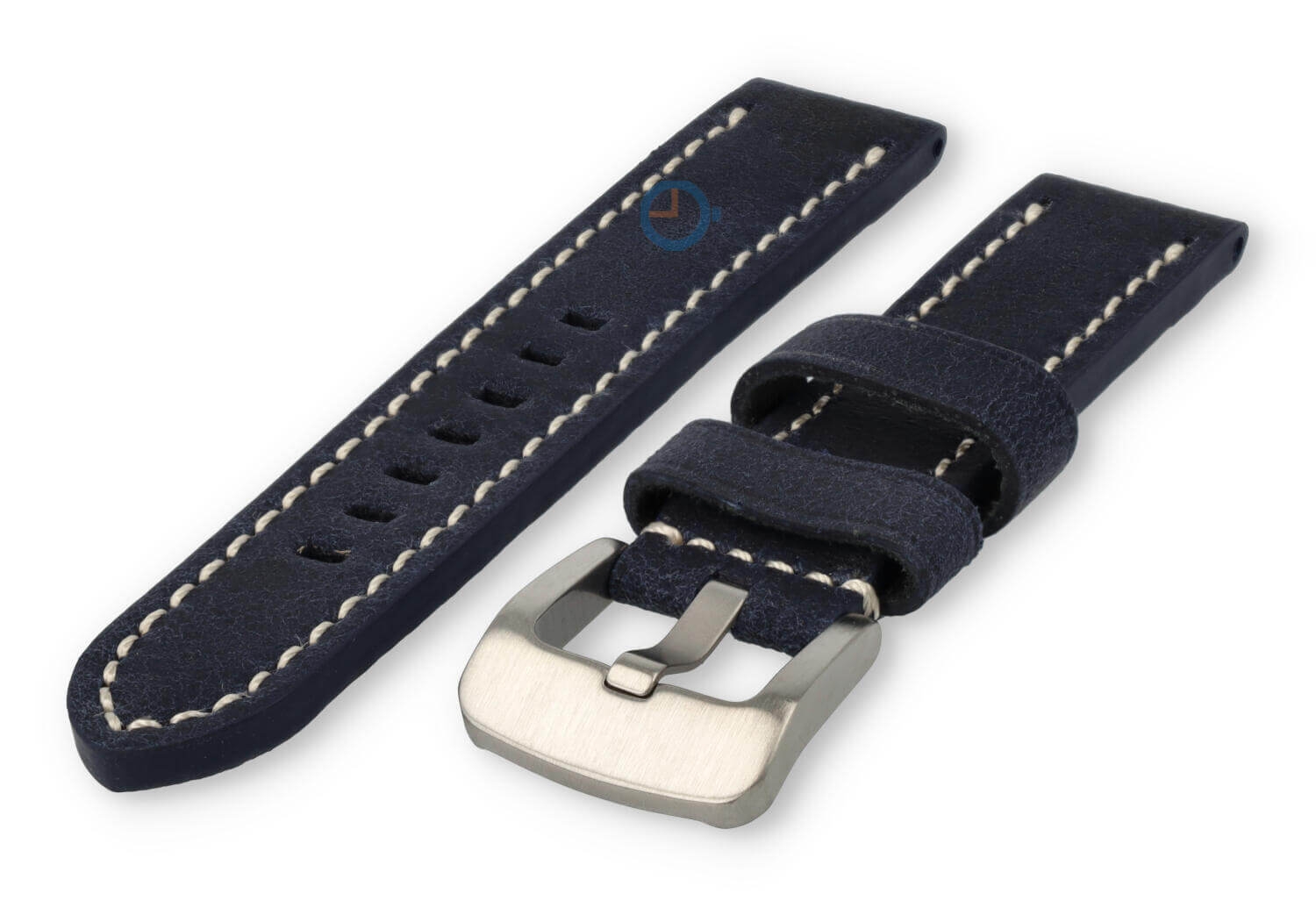 Waterafstotende horlogeband van leer - 20mm - donkerblauw