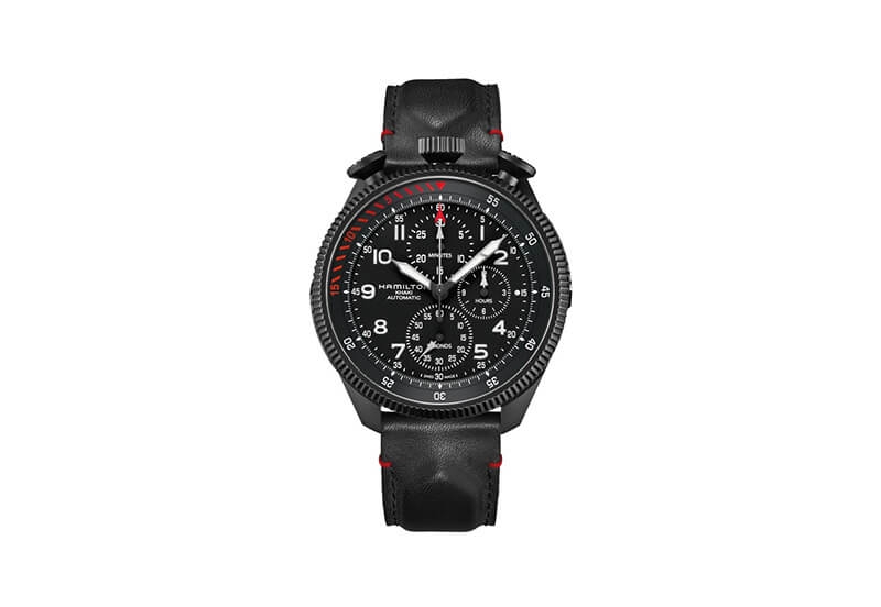 Hamilton horlogeband H76796733 - zwart leer