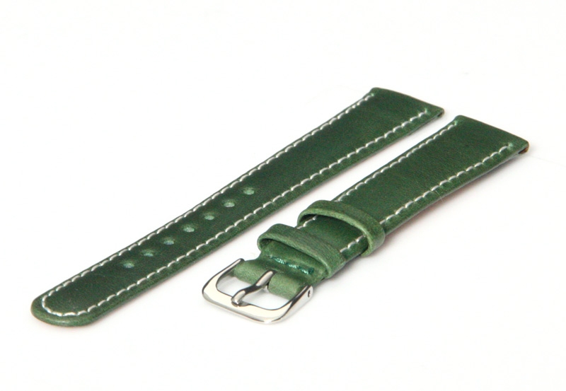 Horlogeband 12mm groen leer