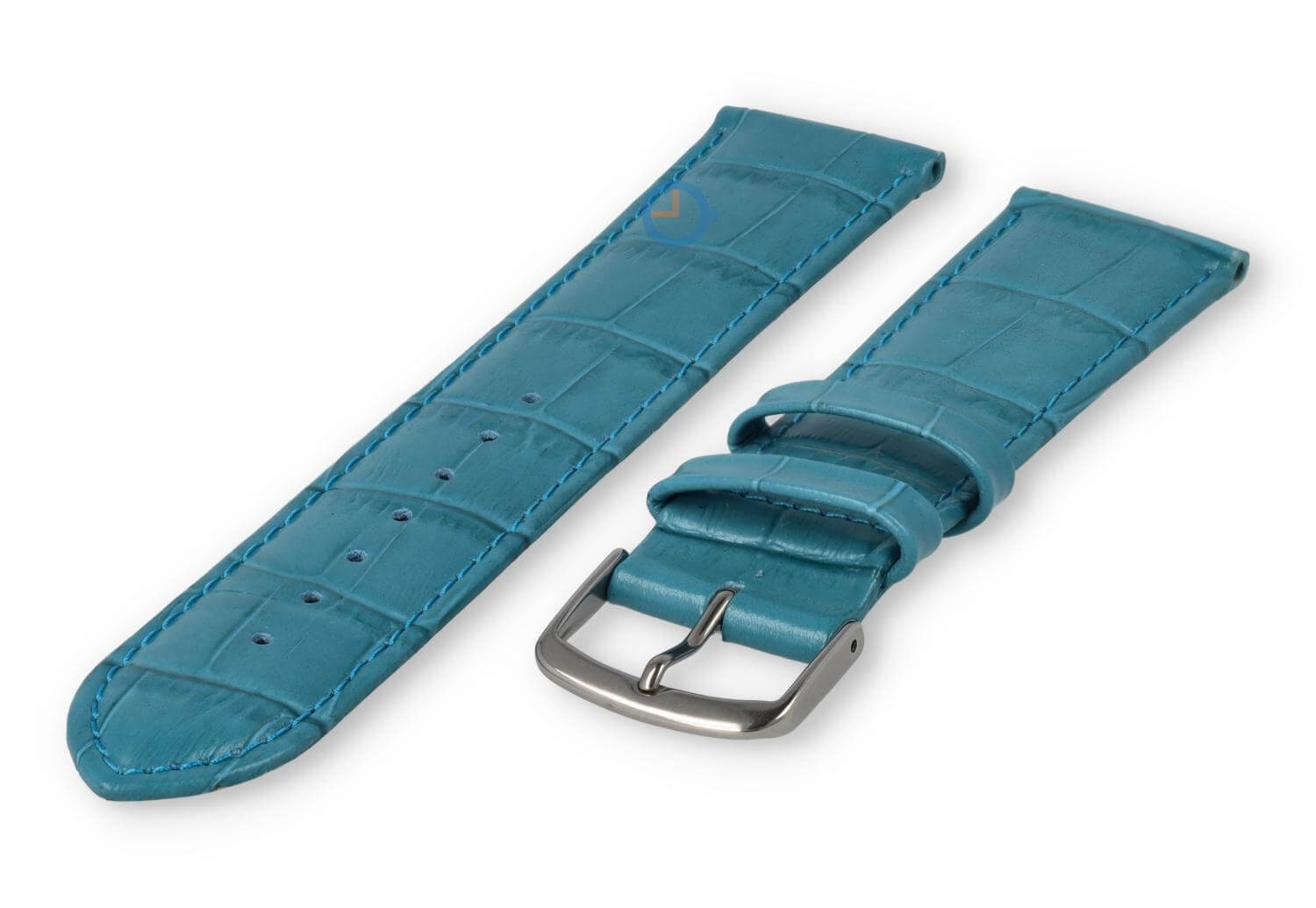 Leren horlogeband croco - 20mm - petrol