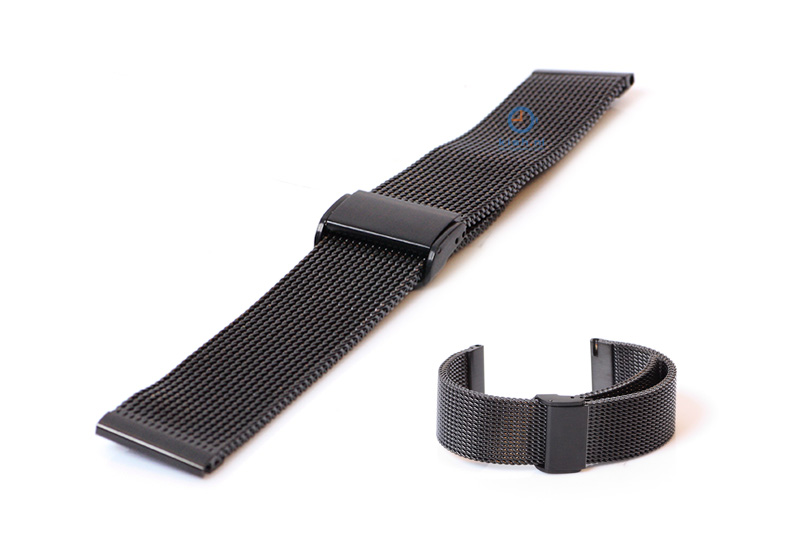 Horlogeband 20mm milanees zwart (grof)