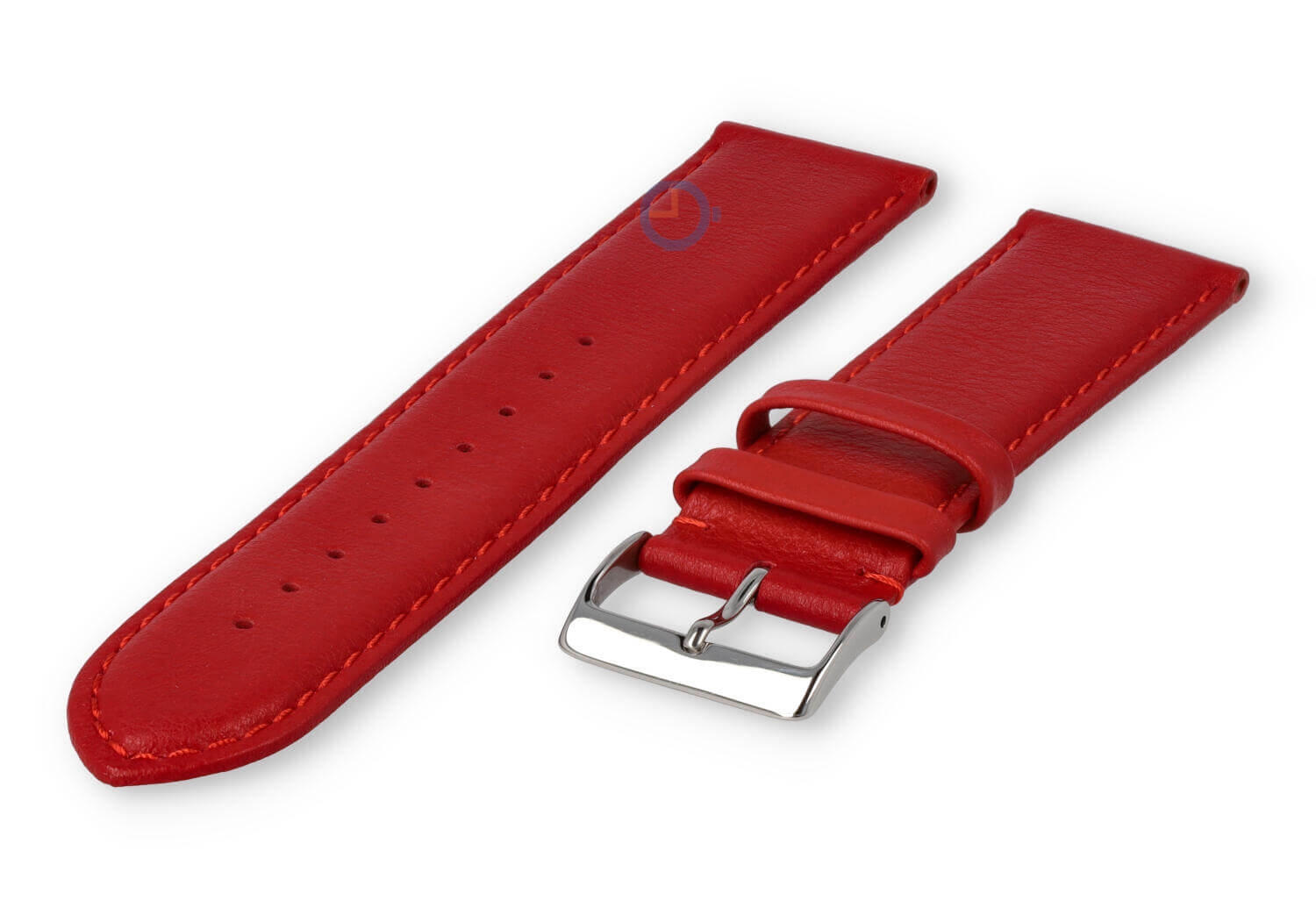 22mm horlogeband glad leer - donkerrood
