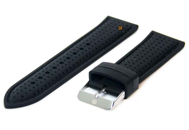 Horlogeband 24mm siliconen zwart - perforated