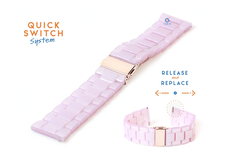 Horlogeband 20mm resin roze